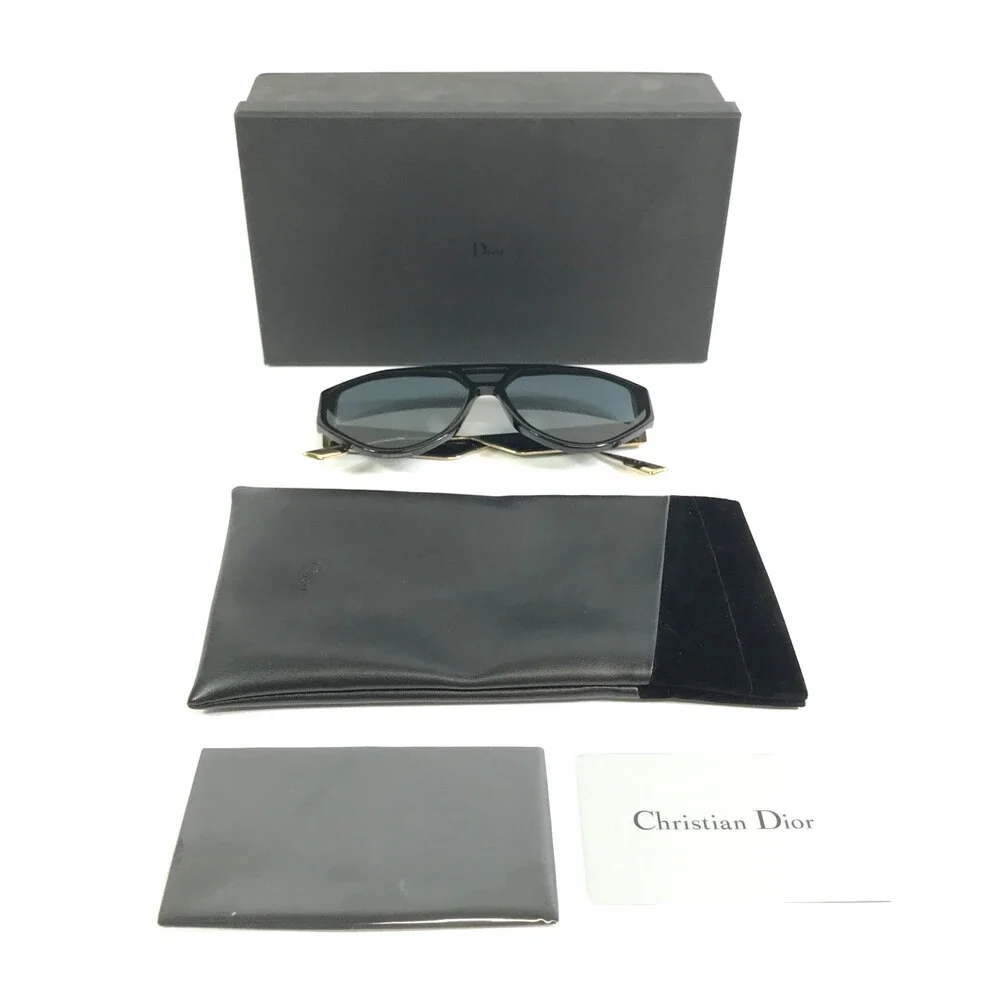 Christian Dior Sunglasses DiorClan1 8071I Black Gold Frames w Gray Gradient Lens